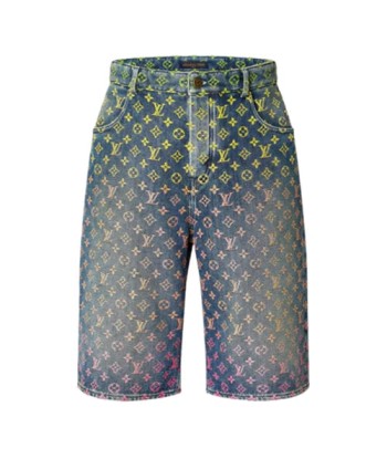 LOUIS-VUITTON Short en jean à monogramme arc-en-ciel LV d'Europe débarque