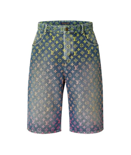 LOUIS-VUITTON Short en jean à monogramme arc-en-ciel LV d'Europe débarque