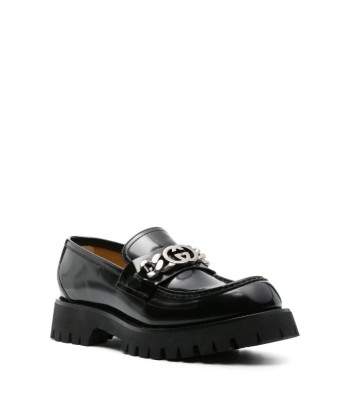 Gucci chaussures mocassins en cuir à logo interlocking G soldes