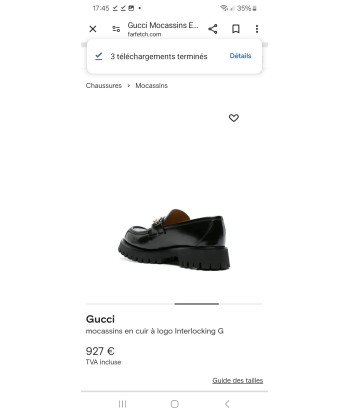 Gucci chaussures mocassins en cuir à logo interlocking G soldes