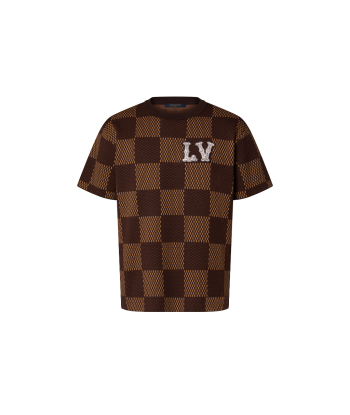 Louis-vuitton Pull col rond à manches courtes Damier avec patch LV en cristaux Livraison rapide