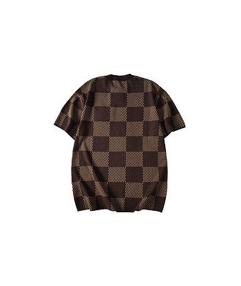 Louis-vuitton Pull col rond à manches courtes Damier avec patch LV en cristaux Livraison rapide