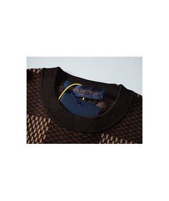 Louis-vuitton Pull col rond à manches courtes Damier avec patch LV en cristaux Livraison rapide