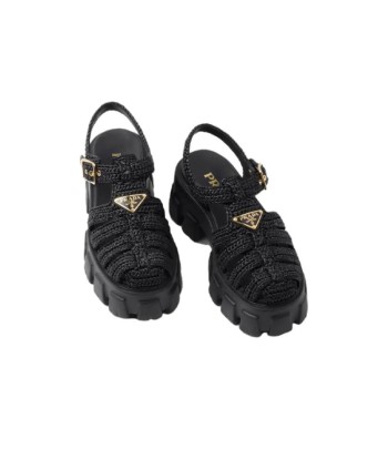 PRADA Caged Flatform Raffia Sandals de technologie