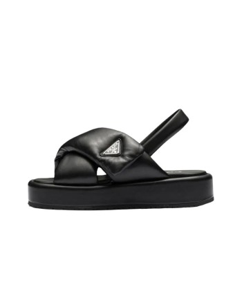 PRADA Soft Padded 35mm Wedge Sandals Black Nappa Leather Découvrez la collection