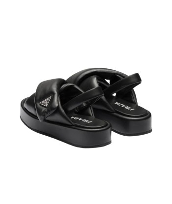 PRADA Soft Padded 35mm Wedge Sandals Black Nappa Leather Découvrez la collection