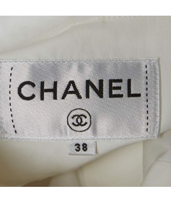 ChanelChanel White Cotton Logo Patch Crop Shirt M Pour